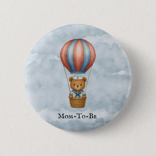 Badge Rond 5 Cm Baby shower de garçon à ballon à air chaud