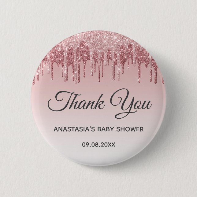 Badge Rond 5 Cm Baby shower de Merci de Parties scintillant en or  (Devant)