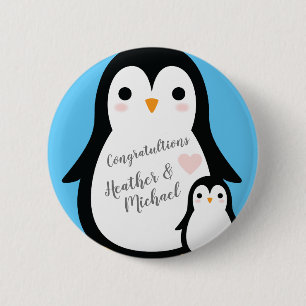Badge Rond 5 Cm Baby shower de pingouin