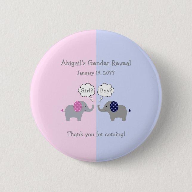 Badge Rond 5 Cm Baby shower de révélation de genre rose et bleu él (Devant)