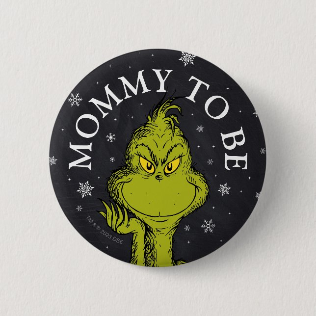 Badge Rond 5 Cm Baby shower de tableau noir Grinch | Maman à être (Devant)