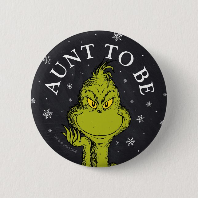 Badge Rond 5 Cm Baby shower de tableau noir Grinch | Tante À Être (Devant)