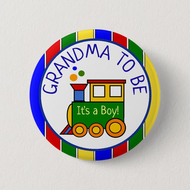Badge Rond 5 Cm Baby shower de train Choo Choo à être grand-mère (Devant)