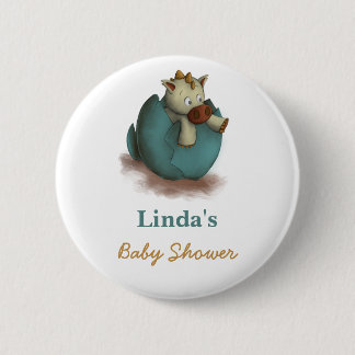 Badge Rond 5 Cm Baby shower d'éclosion de dinosaure