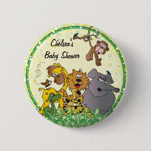 Badge Rond 5 Cm Baby shower des animaux   de bébé de jungle de