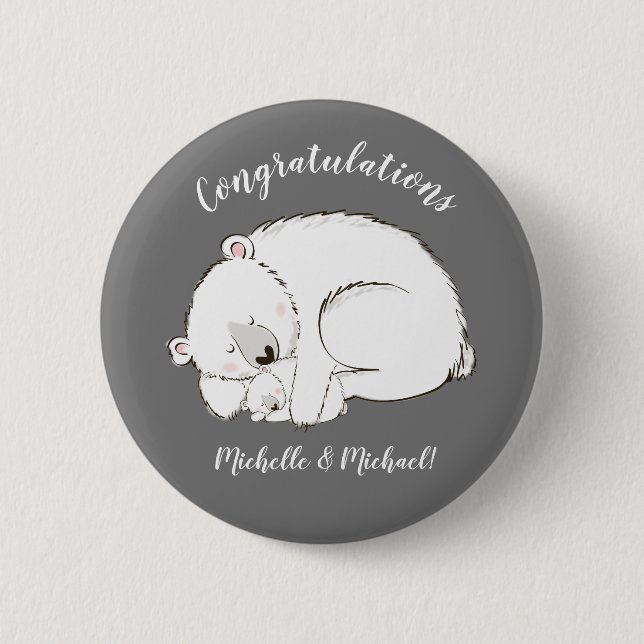 Badge Rond 5 Cm Baby shower d'hiver de l'ours polaire (Devant)