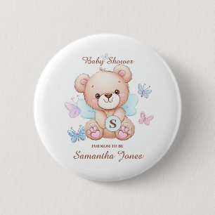 Badge Rond 5 Cm Baby shower d'ours personnalisé