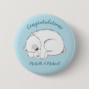 Badge Rond 5 Cm Baby shower d'ours polaire