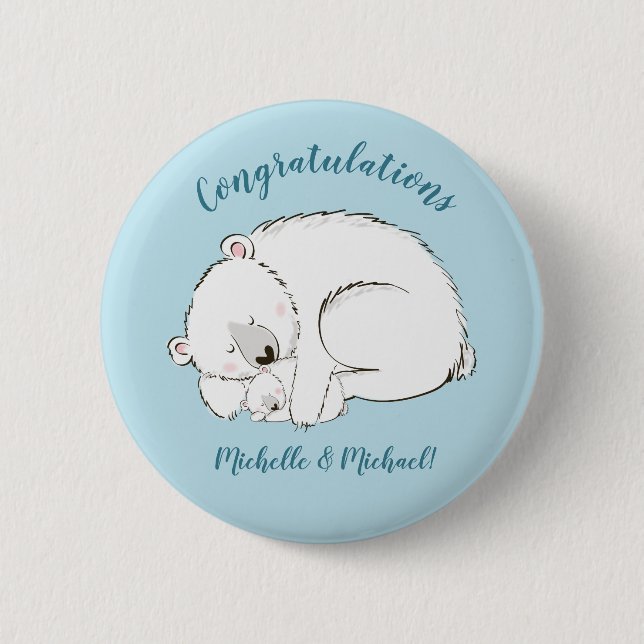 Badge Rond 5 Cm Baby shower d'ours polaire (Devant)