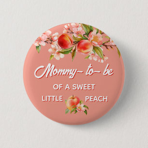 Badge Rond 5 Cm Baby-Shower Famille Maman Pêche