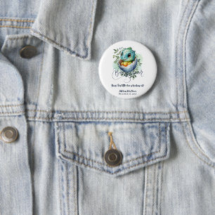 Badge Rond 5 Cm Baby shower Feuille Dinosaur Oeuf Cute Aquarelle