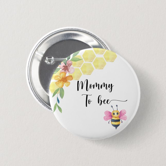 Badge Rond 5 Cm Baby shower fille abeille. Maman abeille (Devant & derrière)