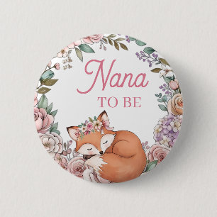Badge Rond 5 Cm Baby Shower Fille Future Nana Renard de la For