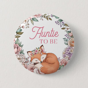 Badge Rond 5 Cm Baby Shower Fille Tante à Venir Renard de la F