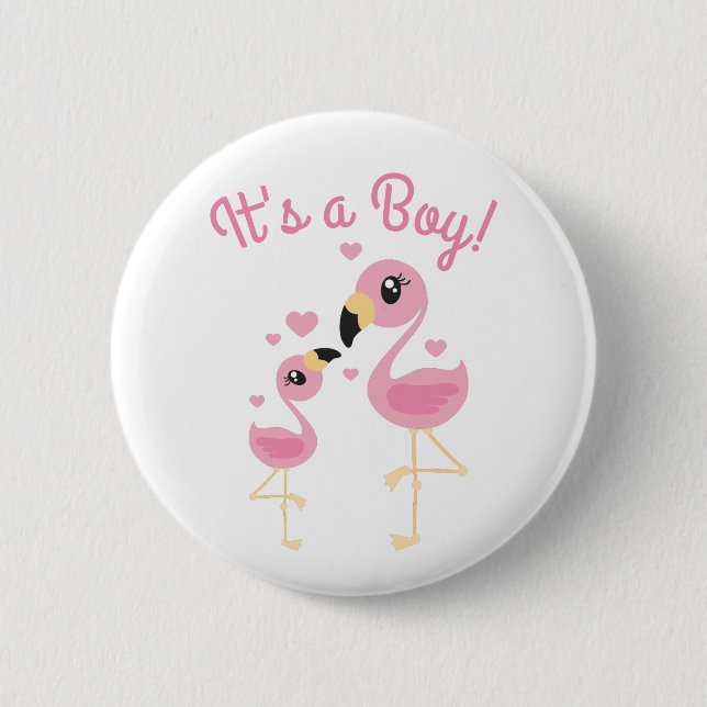 Badge Rond 5 Cm Baby shower Flamant rose rose (Devant)