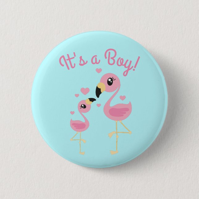 Badge Rond 5 Cm Baby shower Flamant rose rose (Devant)