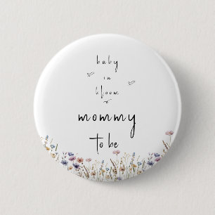 Badge Rond 5 Cm Baby shower Fleur sauvage bébé en fleurs maman-to-