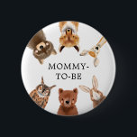 Badge Rond 5 Cm Baby shower forestier Neutre selon le sexe<br><div class="desc">Bouton mignon pour identifier toutes les personnes à la fête avec l'illustration de mignons animaux boisés.</div>