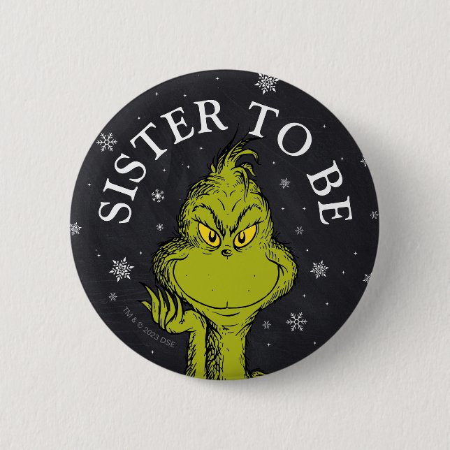 Badge Rond 5 Cm Baby-Shower Grinch Tableau | Future Sœur (Devant)