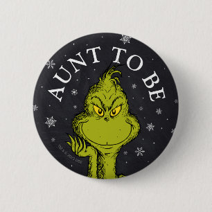Badge Rond 5 Cm Baby-Shower Grinch Tableau Tante à Venir