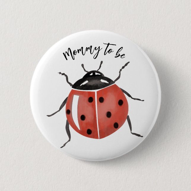 Badge Rond 5 Cm Baby shower Ladybug mignon (Devant)