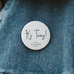 Badge Rond 5 Cm Baby shower moderne simple Neutre C'est des jumeau