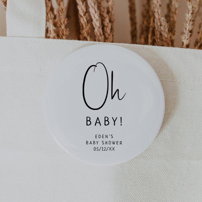 Badge Rond 5 Cm Baby shower Neutre Moderne Simple Oh Baby (Créateur téléchargé)
