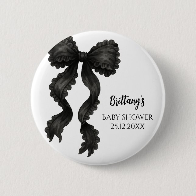 Badge Rond 5 Cm Baby shower noir (Devant)