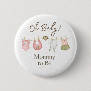 Badge Rond 5 Cm Baby Shower Oh Bébé ! Linge à Boutons