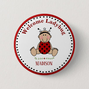 Badge Rond 5 Cm Baby shower personnalisable Ladybug