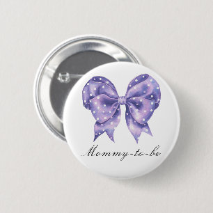 Badge Rond 5 Cm Baby-shower pois à l'arc - Maman en devenir