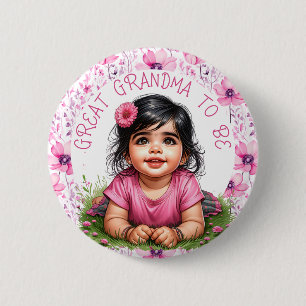 Badge Rond 5 Cm Baby shower rose de fille   Grand grand-mère
