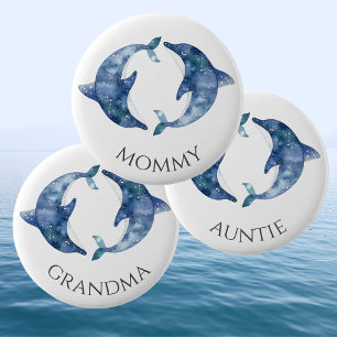 Badge Rond 5 Cm Baby shower Sea Life Twins - Tante