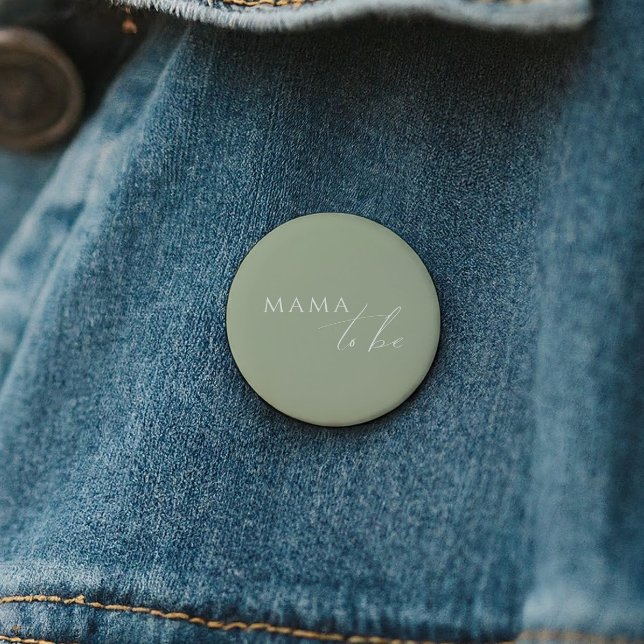 Badge Rond 5 Cm Baby shower Vert Sage Whimsical Mama à être (Créateur téléchargé)