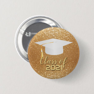 Badge Rond 5 Cm Bac de graduation blanc - Classe de Parties scinti