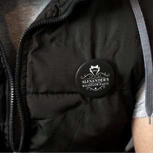 Badge Rond 5 Cm Bachelor Party Tuxedo Cravate noir