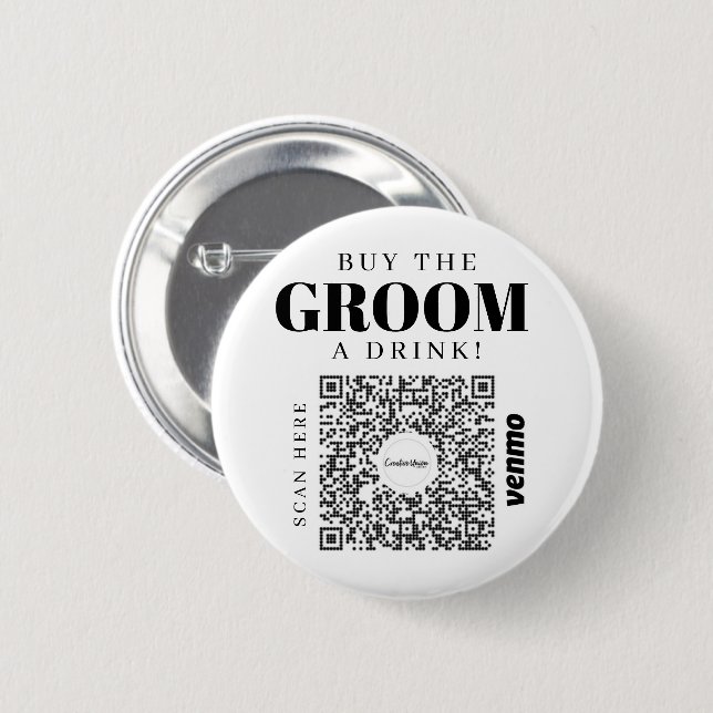 Badge Rond 5 Cm Bachelor Venmo Code QR Acheter La Salle A Boire (Devant & derrière)