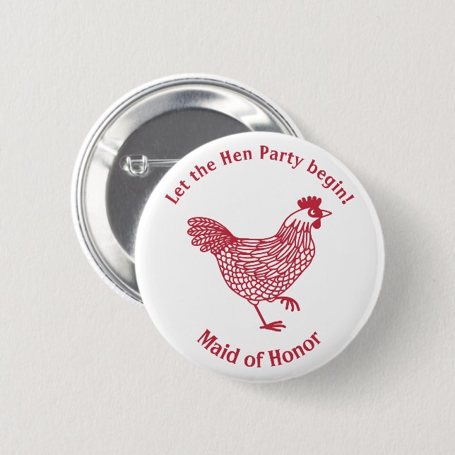 Badge Rond 5 Cm Bachelorette d'honneur du parti Hen (Devant & derrière)