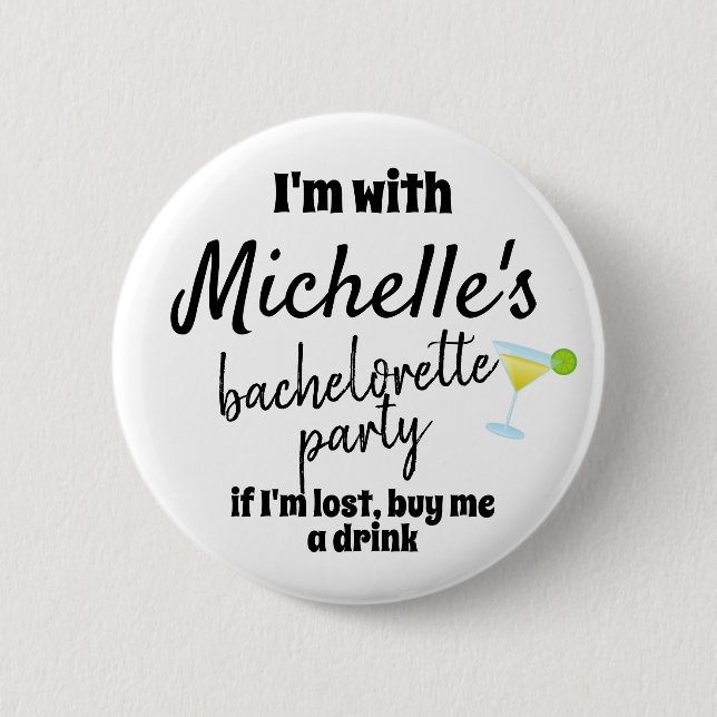 Badge Rond 5 Cm Bachelorette Parti Mariées Nom Margarita Button (Devant)