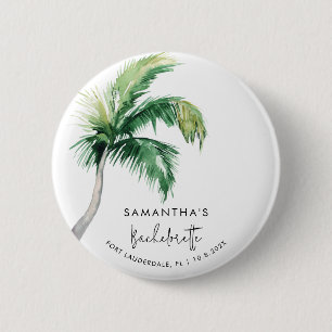 Badge Rond 5 Cm Bachelorette Party Aquarelle Tropicale Palm Tree
