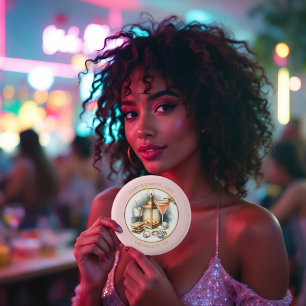 Badge Rond 5 Cm Bachelorette personnalisée Blush & Gold Camp Bride