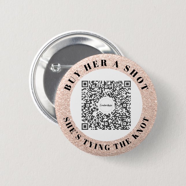 Badge Rond 5 Cm Bachelorette Venmo Code QR Acheter La Mariée Un Ve (Devant & derrière)