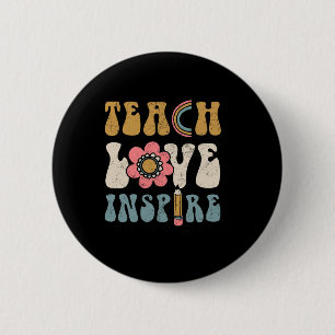 Badge Rond 5 Cm Back to School Teach Love Inspire Retro Teachers
