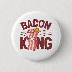 Badge Rond 5 Cm Bacon King Meat Lover Cadeaux pour Hommes Garçon