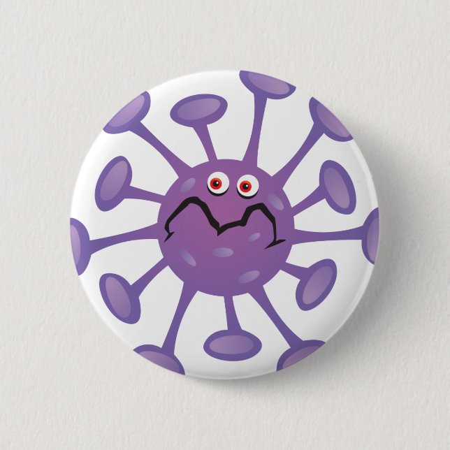 Badge Rond 5 Cm Bactérie germée de dessin animé drôle (Devant)