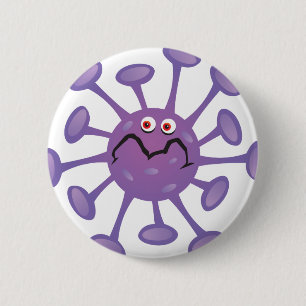 Badge Rond 5 Cm Bactérie germée de dessin animé drôle