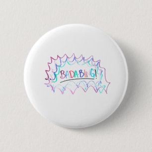 Badge Rond 5 Cm Badabing  Doodle d'effacement à sec minimal tiré