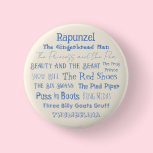 Badge Rond 5 Cm Badge/Bouton Jour du Conte de Fées Crème