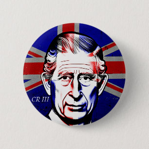 Badge Rond 5 Cm Badge Roi Charles III 6 Cm Rond
