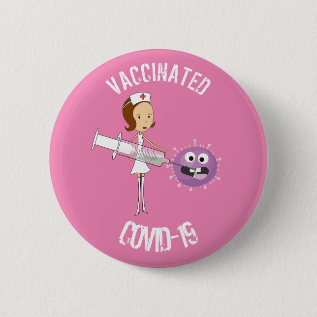 Badge Rond 5 Cm Badge Rond Vacciné COVID-19 6 Cm (Devant)